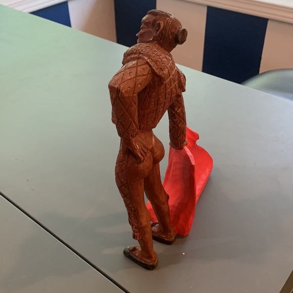 Vintage Spanish Matador Wood Carving Statue Figurine Mid Century Décor Boho - Picture 4 of 9